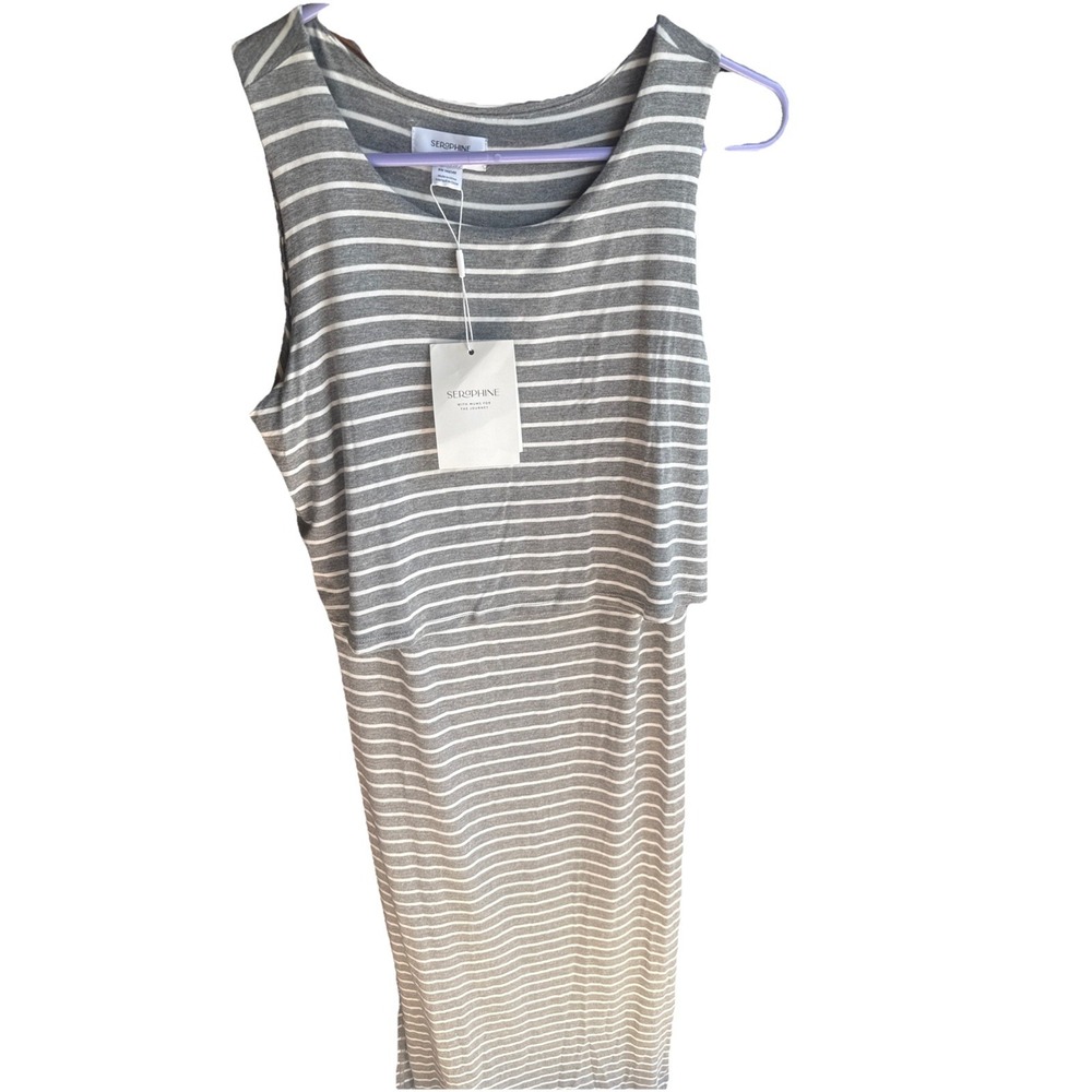 Seraphine Dress Womens M Maternity Midi Short Sleeve Jersey Knit Tunic Stretch 2 - Picture 9 of 13